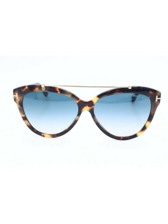 Tom Ford Livia TF 518 56W Cat Eye Tortoise Sunglasses Blue Gradient Lenses (A) main image 4